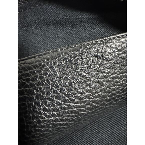 Kenzo Pouch Bag Leather Clutch Wristlet Zip Case Travel Unisex Embossed Black - Picture 9 of 11
